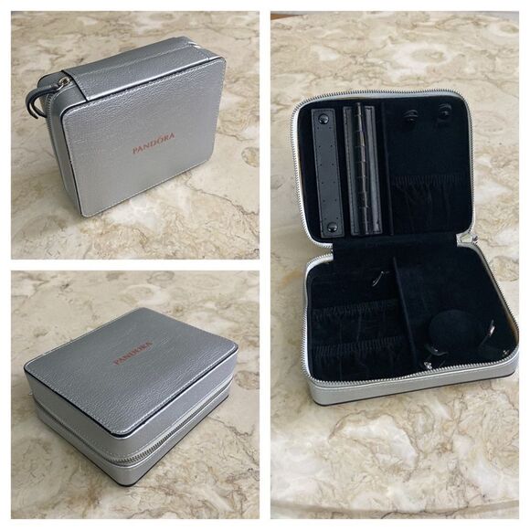 Pandora Elegance Silver Zippered Jewelry Storage Case - Picture 1 of 8